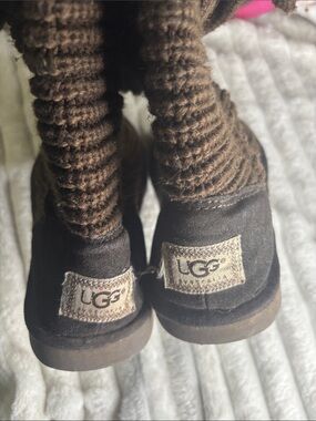 UGG Chocolate Brown Knit-Cuff Ankle Booties